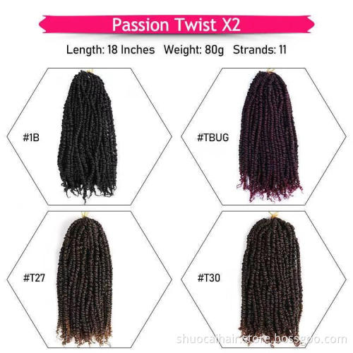 SC Factory best price Passion Twist X2 Braiding Hair Faux Locs Crochet Hair Synthetic 18inch 80g 22 Roots